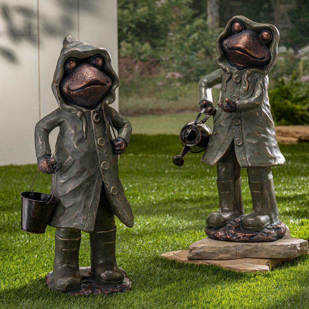 Frog with Buckets Metal Garden Lawn Ornament Statue Figurine Sculpture Planter