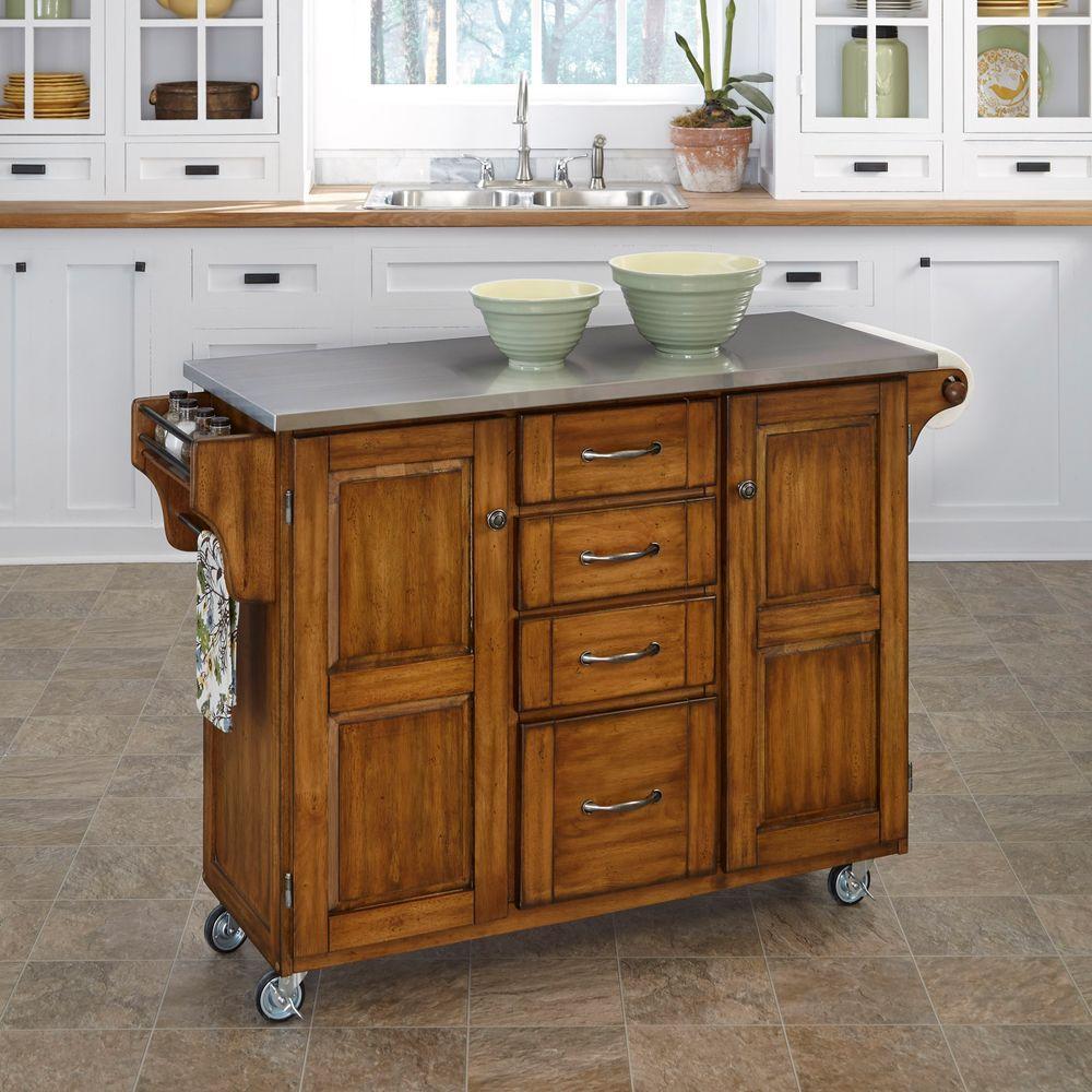 Home Styles Create A Cart Warm Oak Kitchen Cart With Stainless Top 9100   Create A Cart Warm Oak Home Styles Kitchen Carts 9100 1062 64 300 