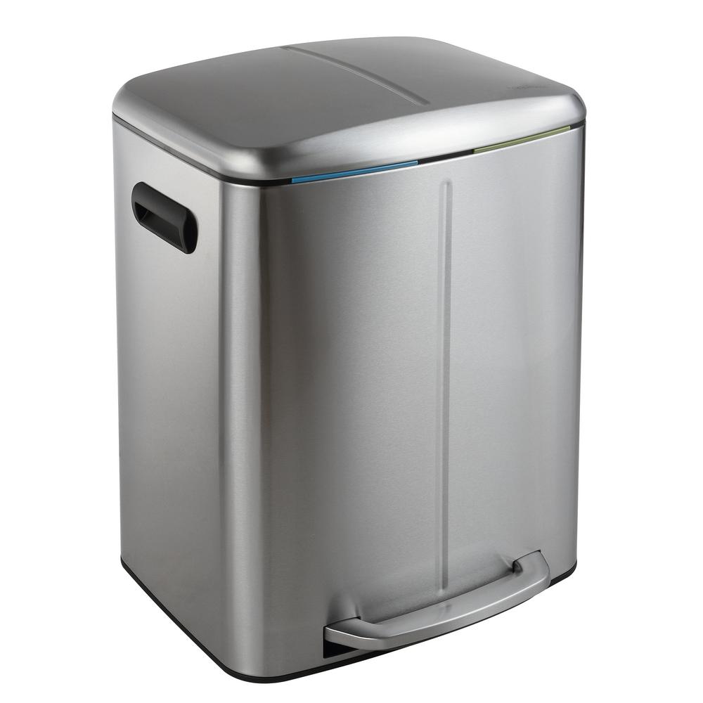 Trash Can Lid Stainless Steel 10.5 Gallon Rectangle Garbage Waste Container Bin