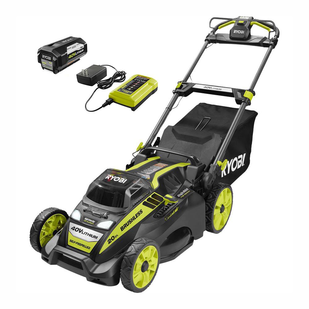 20 in. 40-Volt Brushless Lithium-Ion Cordless Self-Propelled Walk Behind Mower with 5.0 Ah Battery/Charger Included