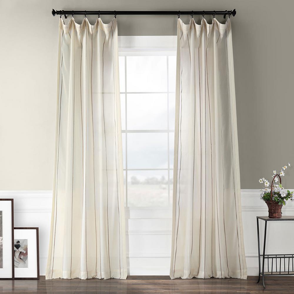 Exclusive Fabrics & Furnishings Aruba Gold Striped Linen Sheer Curtain