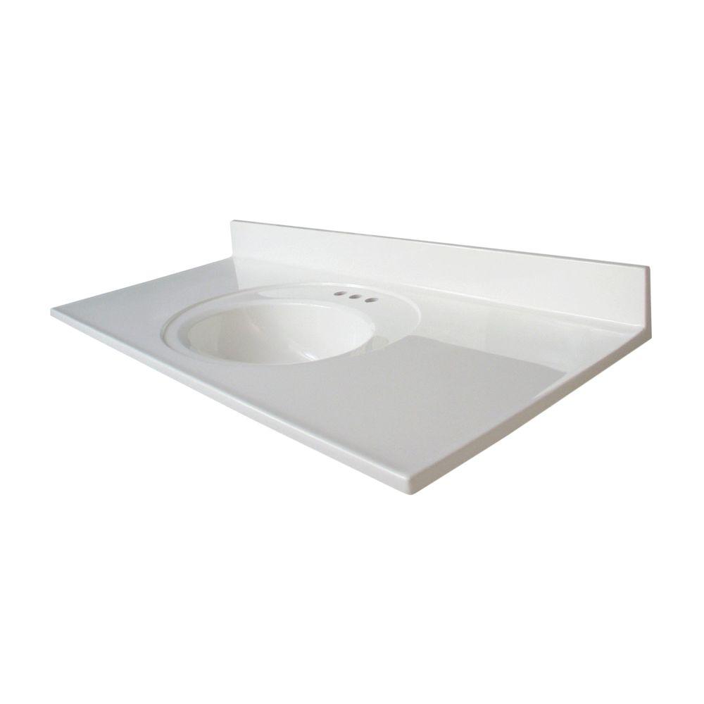 Glacier Bay Newport 49 In W X 22 In D Cultured Marble Vanity Top In White With White Sink N4922gb W The Home Depot