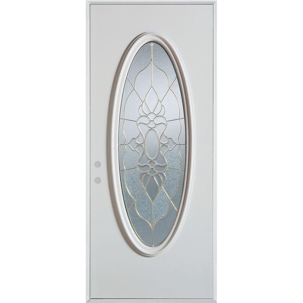 Stanley Doors 36 in. x 80 in. Traditional Brass Oval Lite Prefinished