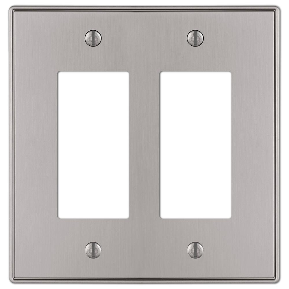 AMERELLE Ansley 2 Gang Rocker Metal Wall Plate Brushed Nickel70RRBN