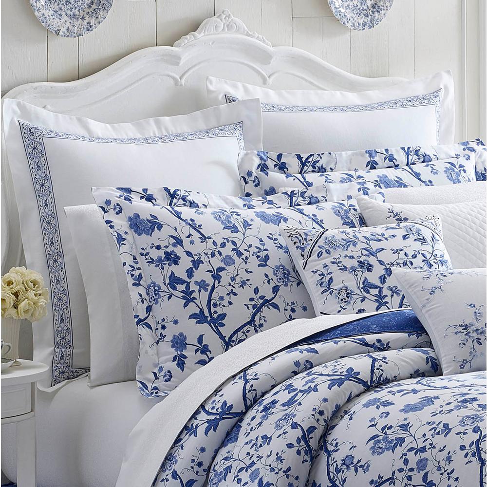 Laura Ashley Charlotte Blue Euro Pillow Cover 211385 The Home Depot