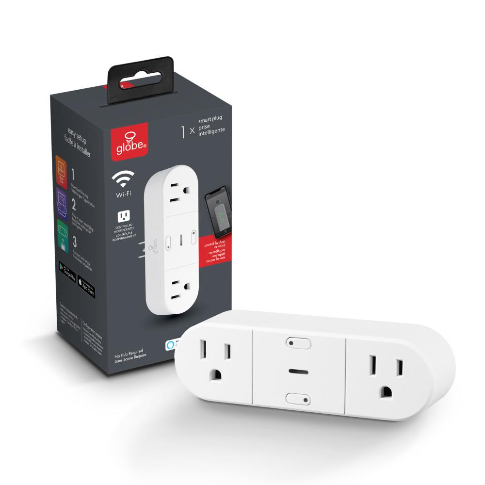 grounded 3 outlet plug-in adapter 2 ct white