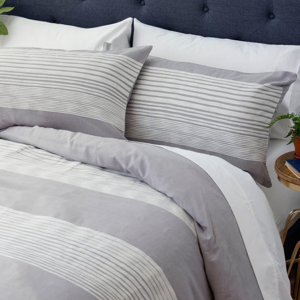 Welhome The Erickson Cotton Gray White King Duvet Cover Set Ecys Duv 02 Home Depot - Grey And White Duvet Cover King
