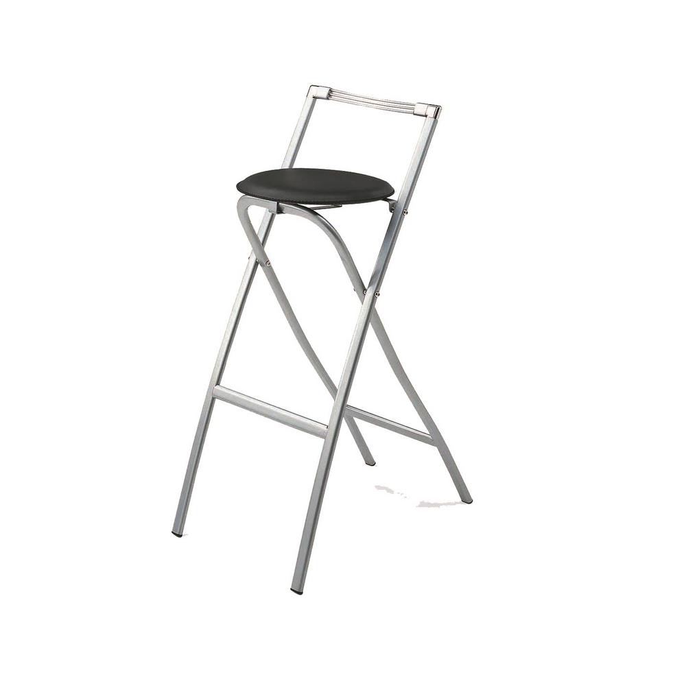New Spec 29 50 In H Folding Barstool With Black Cushion