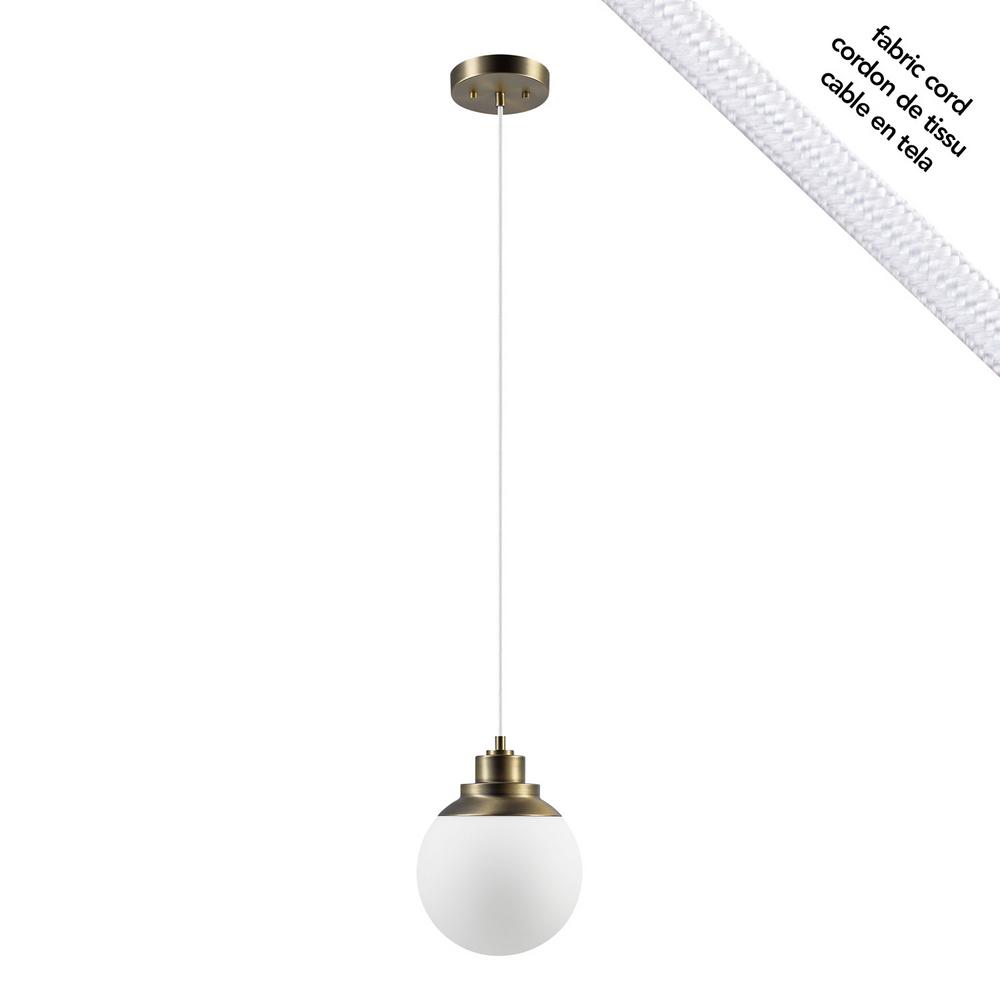 White Standard Art Deco Lighting The Home Depot Portland 1 Light Br Pendant