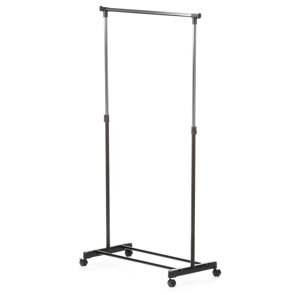 Honey Can Do Chrome Steel Adjustable Clothes Rack With Wheels 33 In W X 65 In H Gar 01122 The Home Depot