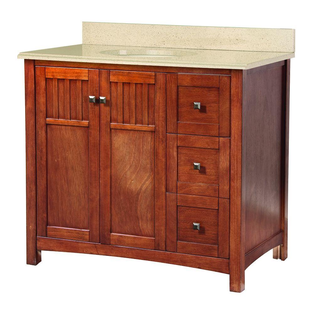 Foremost Knoxville 37 in. W x 22 in. D Vanity in Nutmeg with Colorpoint
