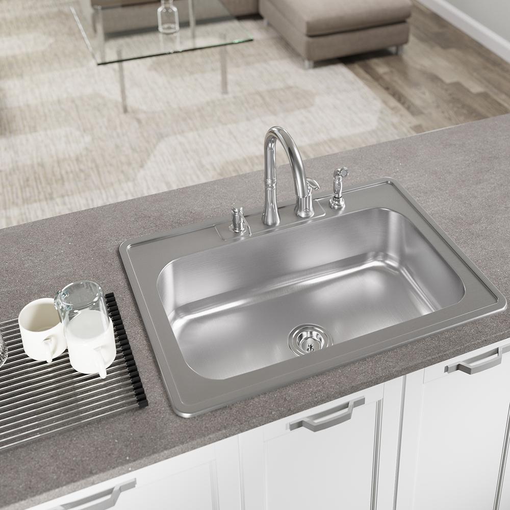 Mr Direct All In One Drop In Stainless Steel 32 7 8 In Single Bowl Kitchen Sink