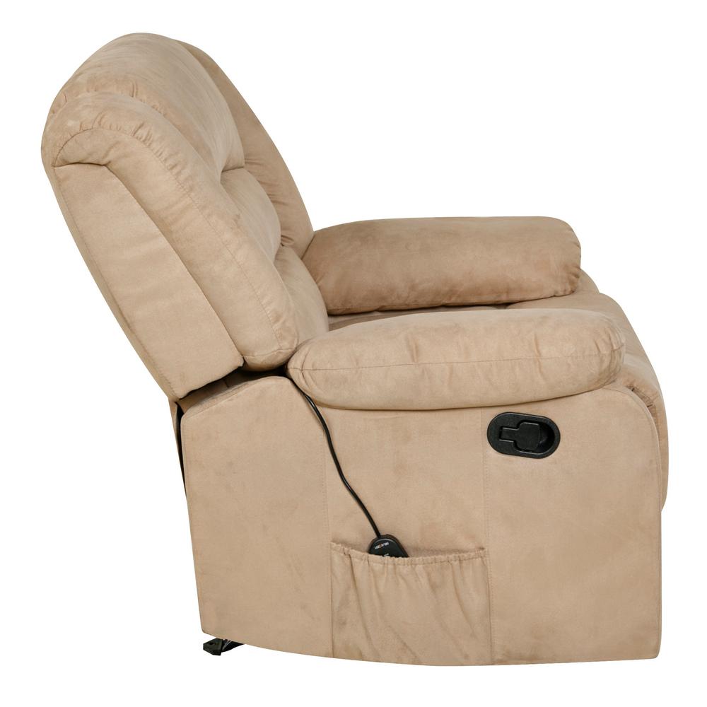 Relaxzen Longstreet Beige Microfiber Massage Rocker Recliner with Heat