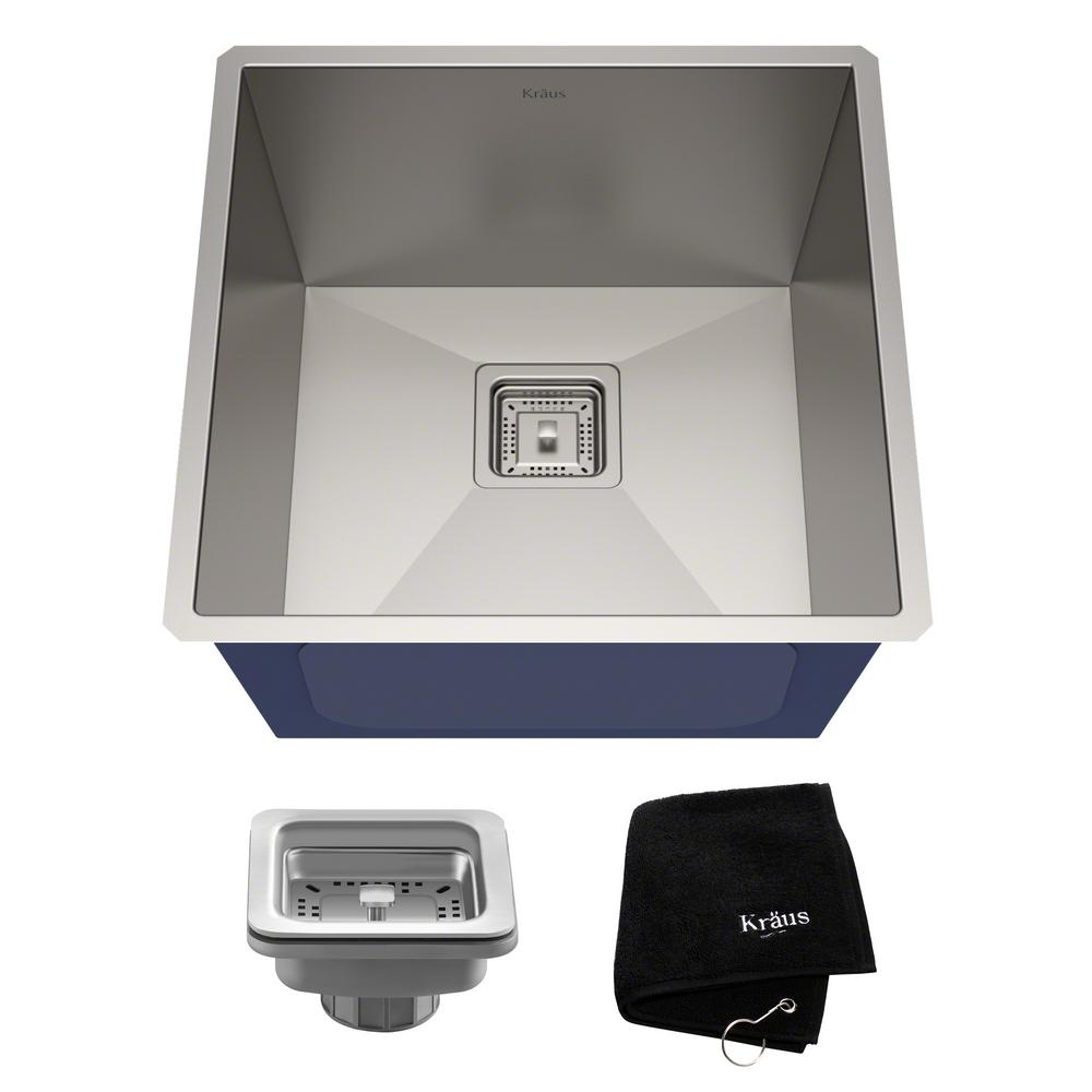 Kraus Pax Zero Radius 18 5in Gauge Undermount Single Bowl Stainless Steel Kitchen Sink