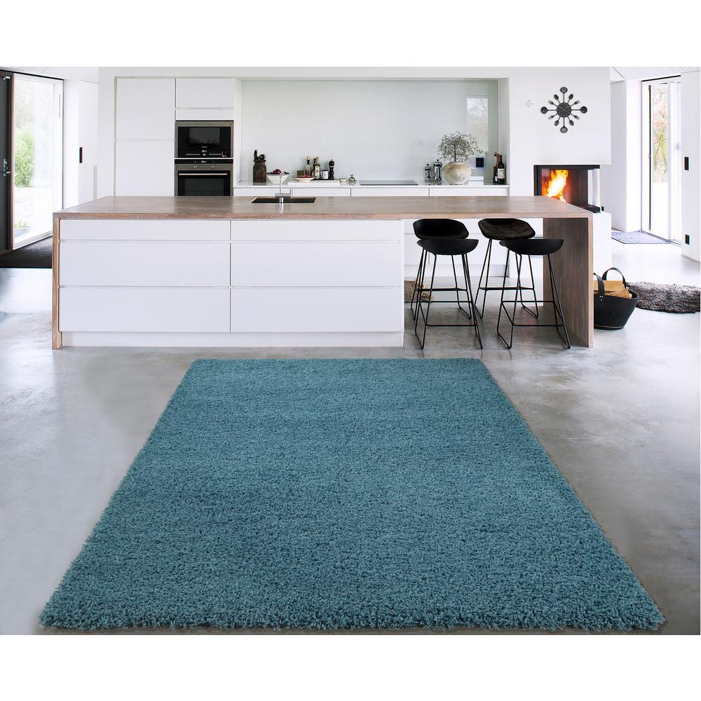cozy shag collection turquoise 8 ft. x 10 ft. indoor area rug