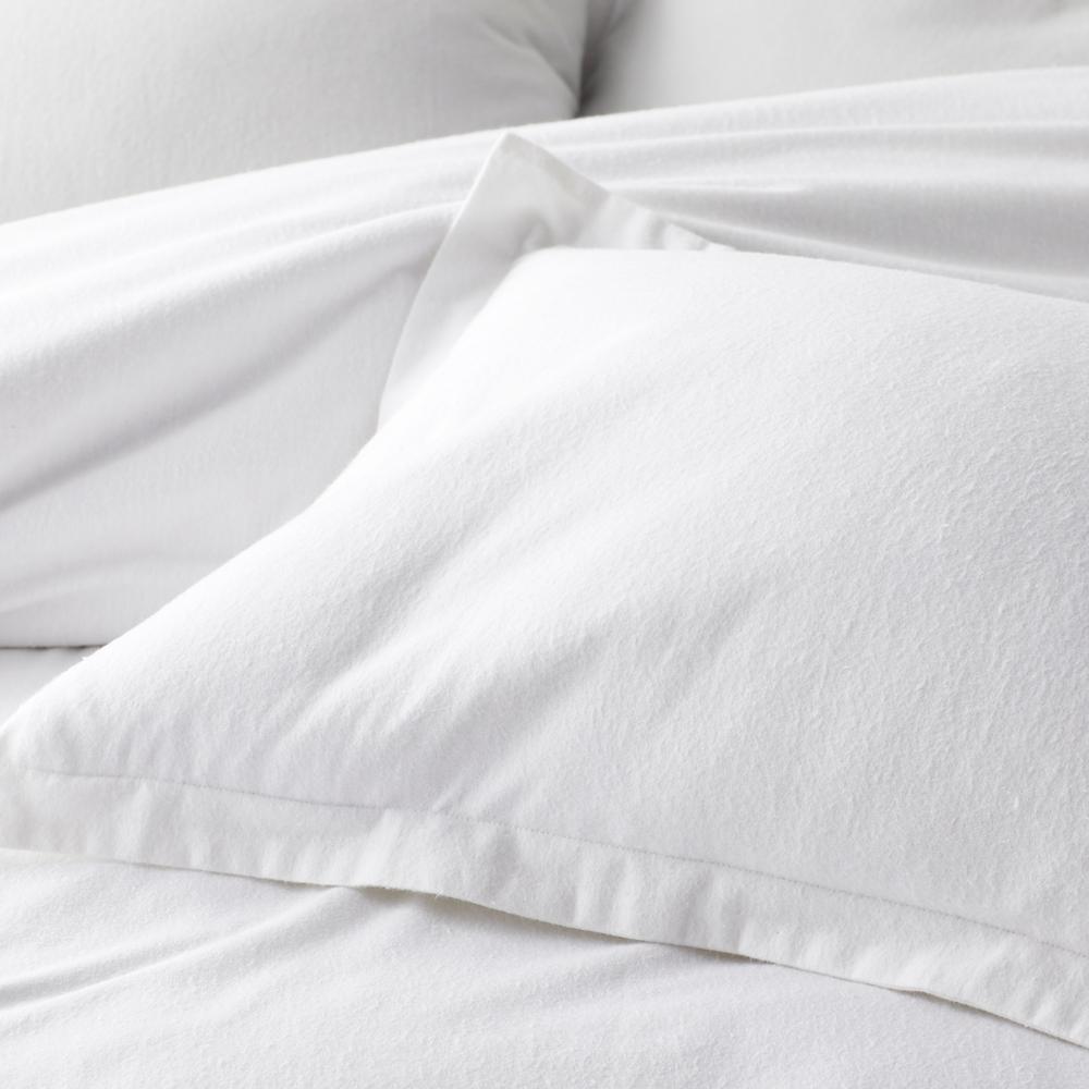 The Company Store Solid Organic Flannel Queen Duvet Cover In White