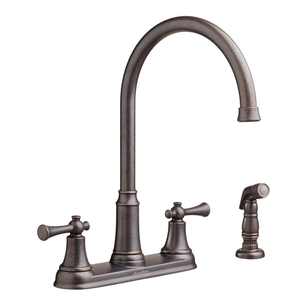 American Standard Portsmouth 2 Handle Kitchen Faucet With Side Sprayer Gpm In Oil Rubbed Bronze