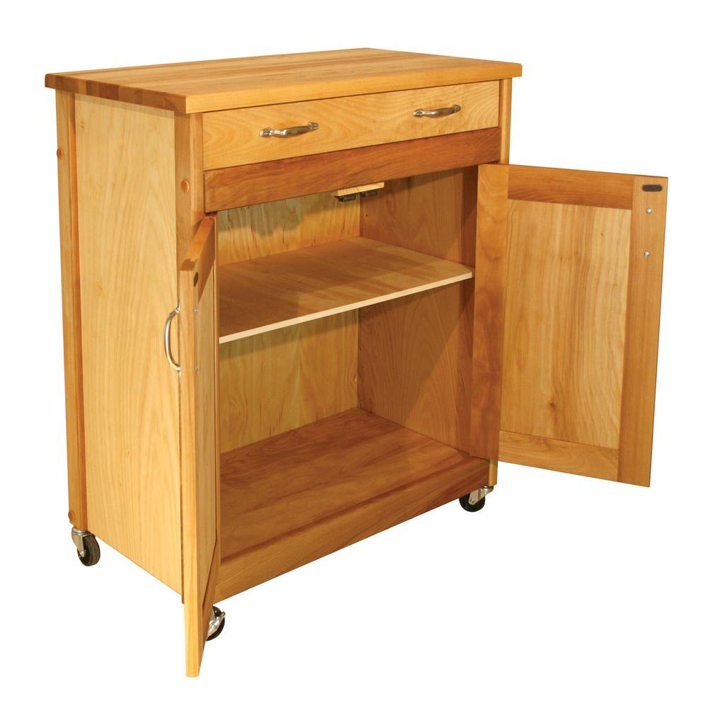 Catskill Craftsmen Natural Kitchen Cart With Butcher Block Top
