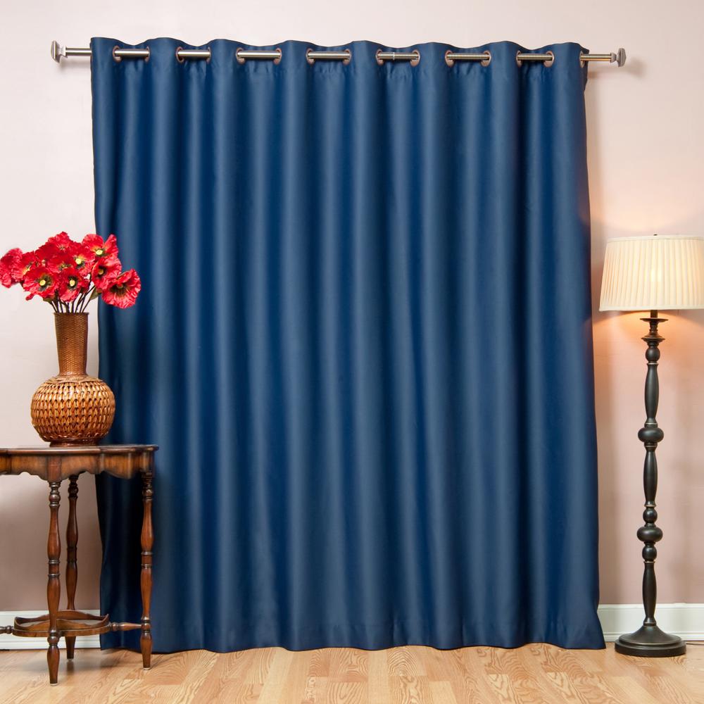 100 in. x 96 in. Flame Retardant Blackout Curtain Panel in Navy-GROM