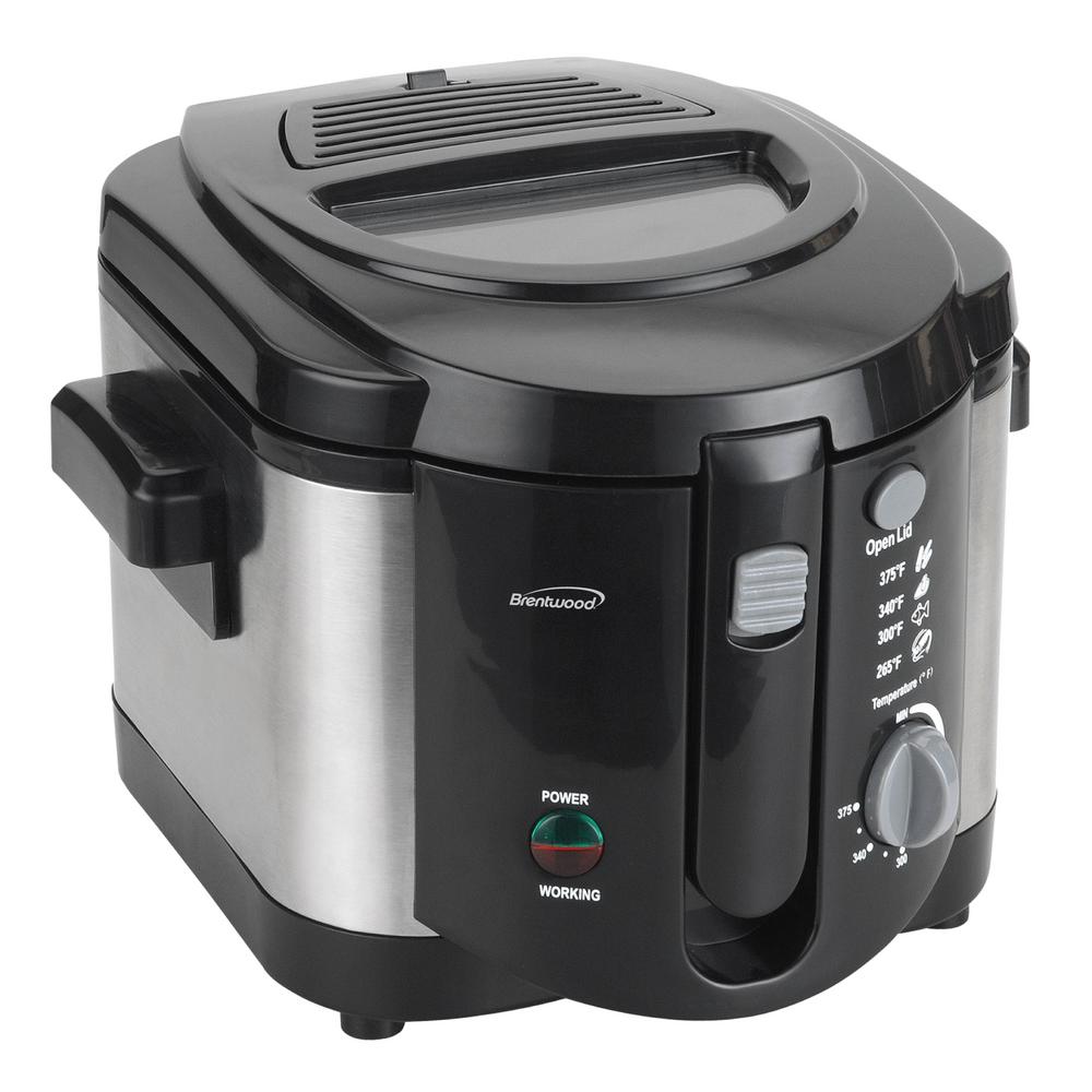 Brentwood Deep Fryer 2 Qt. Stainless Steel Nonstick Cool Touch Electric