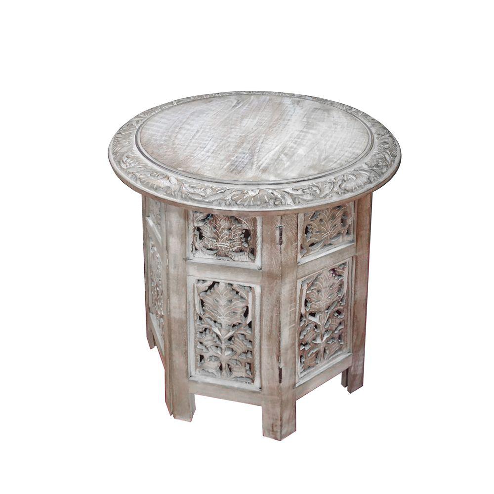 The Urban Port Wooden White Hand Carved Folding Accent Coffee Table UPT ...