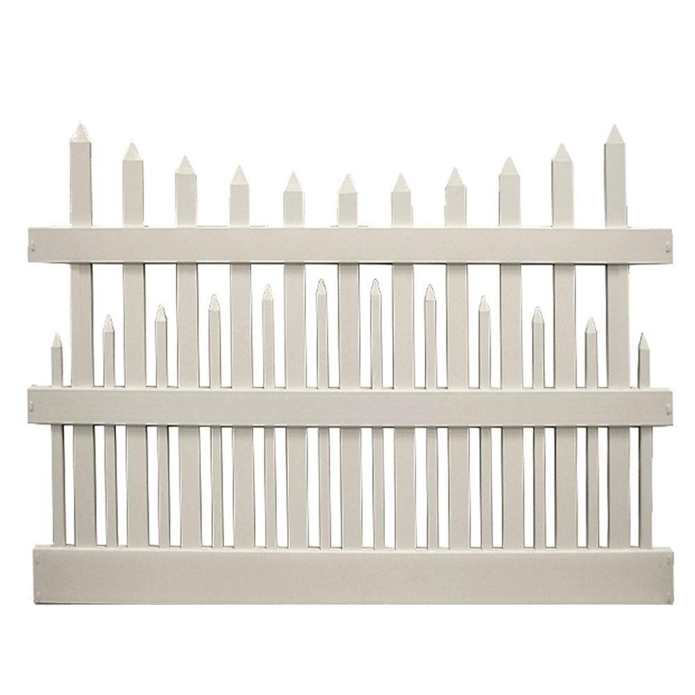 Weatherables Salem 5 ft. H x 6 ft. W Tan Vinyl Picket Fence Panel Kit