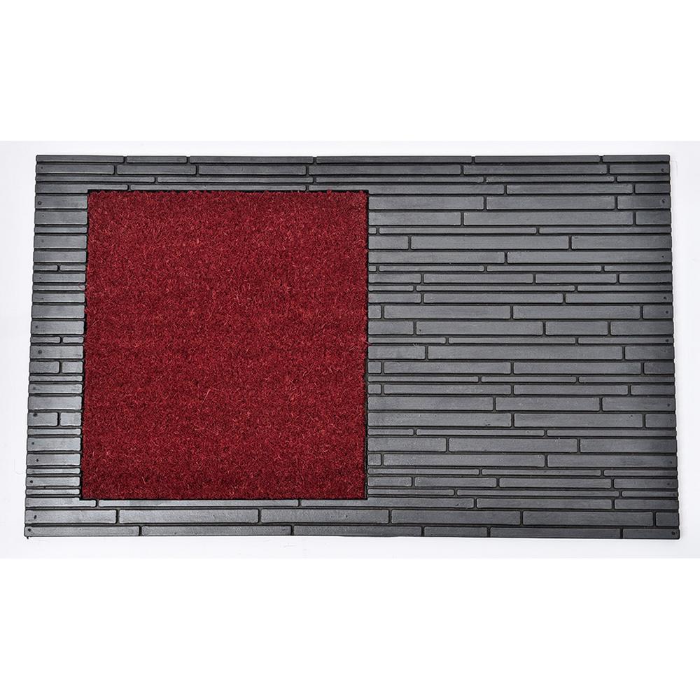 Evideco 30 In X 18 In Red Grey Sheltered Front Door Mat Colin Coir Coco Rubber