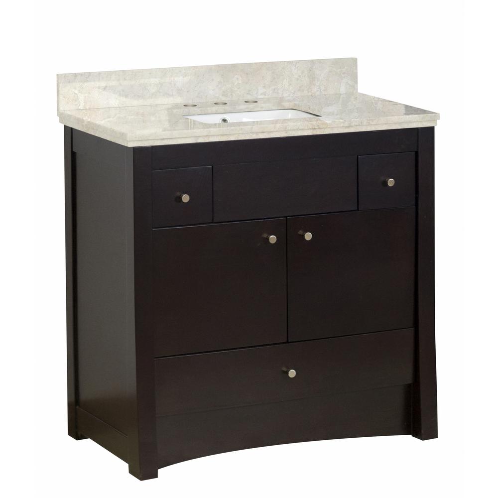 Unbranded 16GaugeSinks 36 in. W x 18.25 in. D Vanity in Distressed Antique Walnut w/ Stone