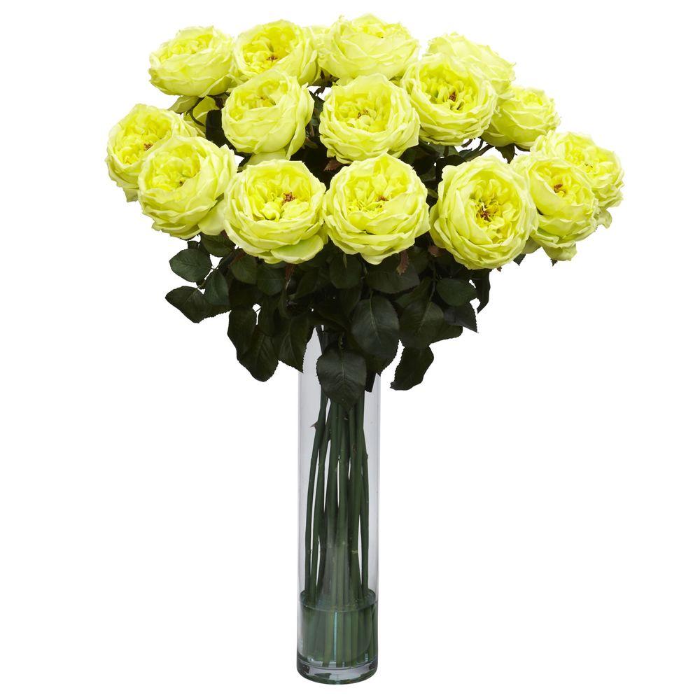 31 in. H Yellow Fancy Rose Silk Flower Arrangement-1219-YL - The Home Depot