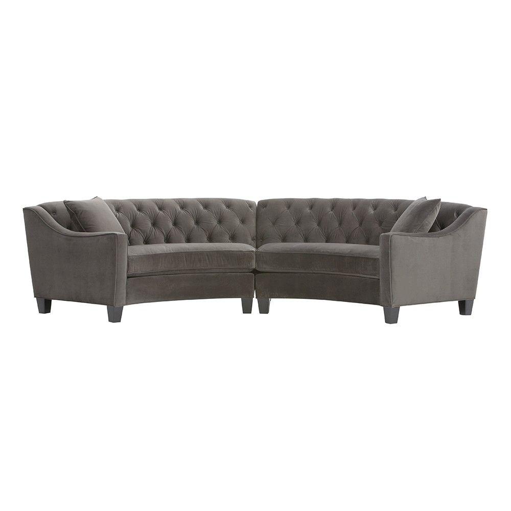 Home Decorators Collection Reimann 2 Piece Smoke Microsuede 6 Seater Curved Sectional Sofa With Wood Legs 3929 20 Raf Ss The Home Depot