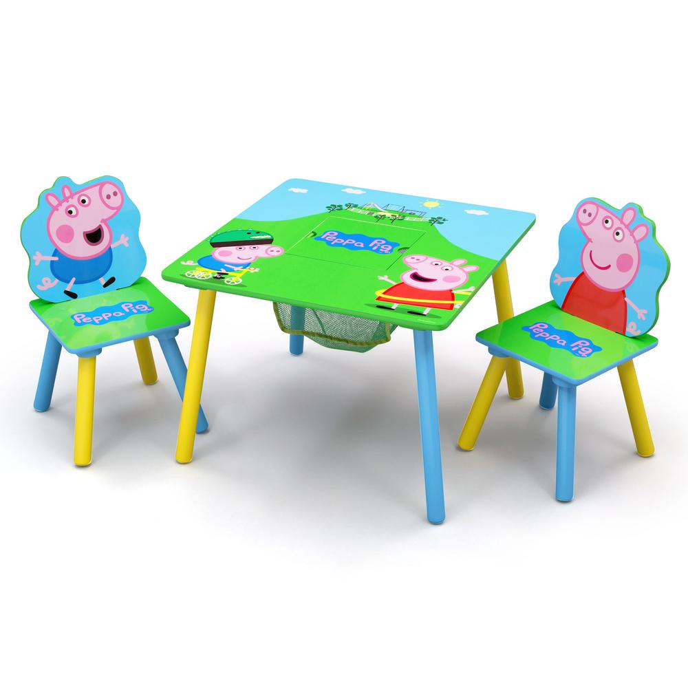 Peppa Pig 3 Piece Multi Color Table And Chair Set With Storage