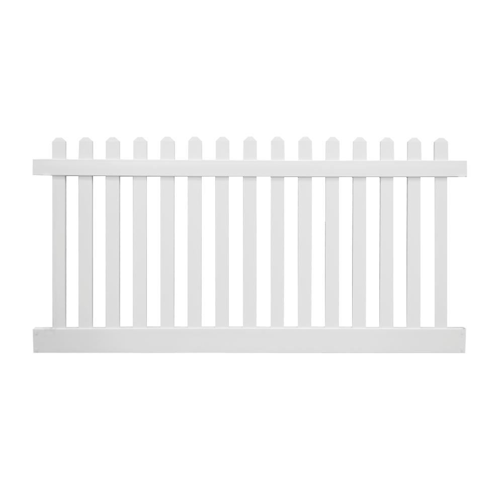 Weatherables Plymouth 4 Ft H X 8 Ft W White Vinyl Picket Fence Panel Kit Pwpi 3r5 5 4x8 The Home Depot