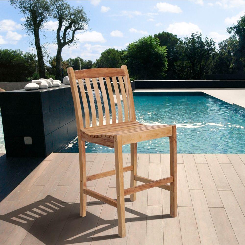 Ia Eden Solid Teak Wood Patio Bar Stools 2 Set Sc 2boma Ia Eden Solid Teak Wood Patio Bar Stools 2 Set