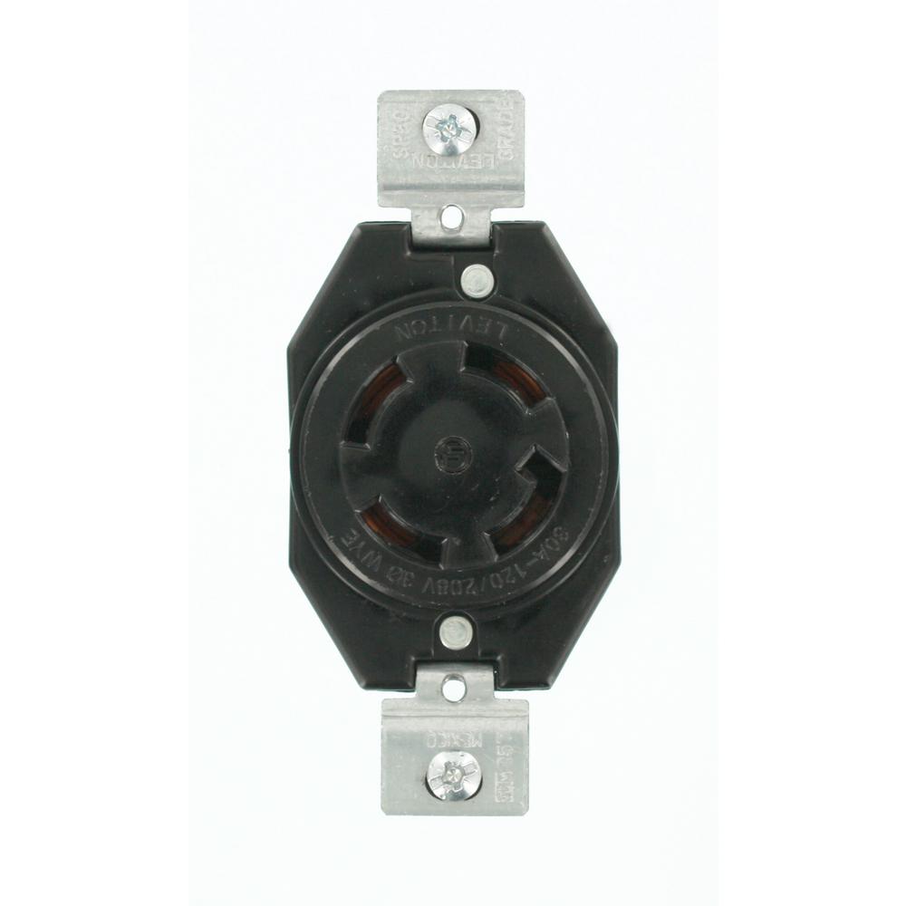 Leviton 30 Amp 120/208-Volt 3-Phase Flush Mounting Non-Grounding ...