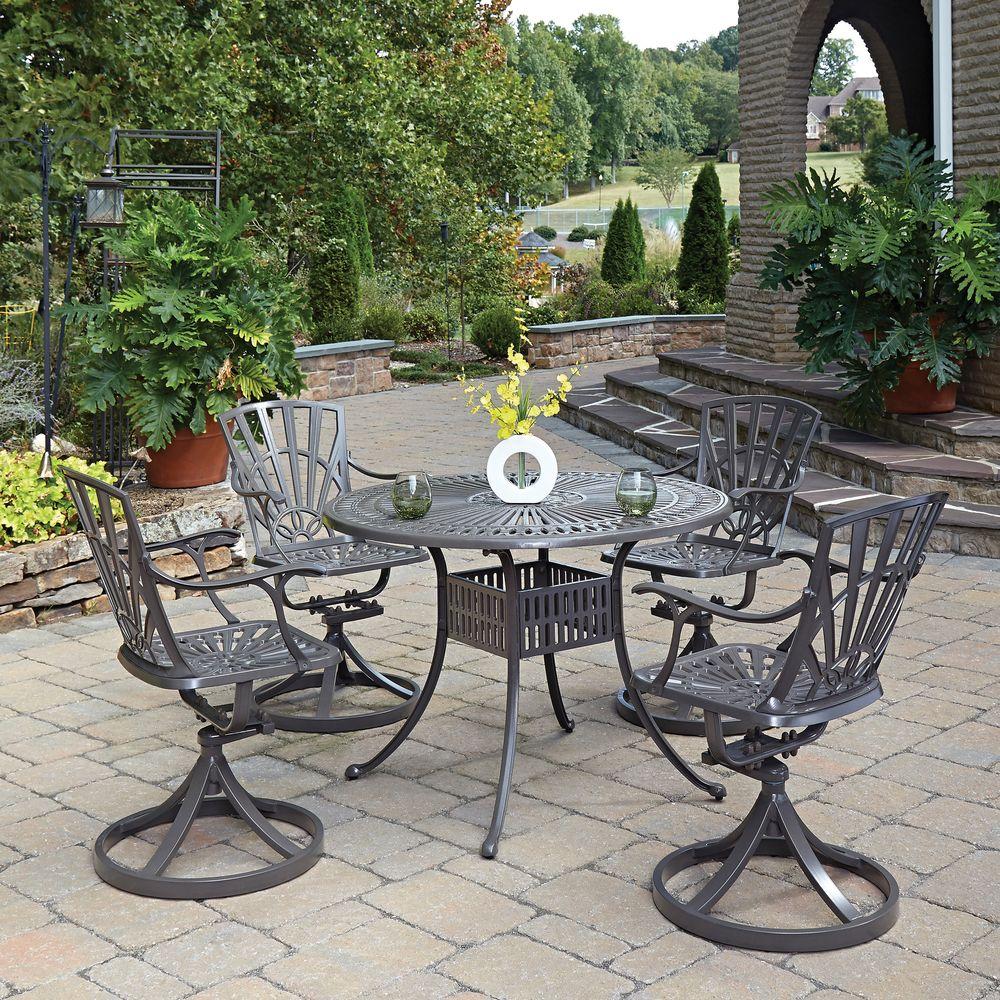 Home Styles Largo Taupe 5-Piece All-Weather Patio Dining ...