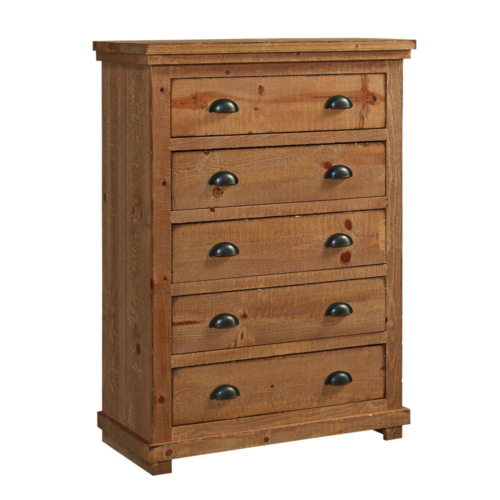 Progressive Furniture Willow 5 Drawer Distressed Pine Chest P608