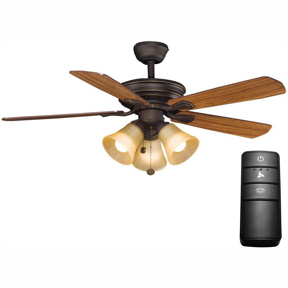Hampton Bay Westmount 44 In Led Oil Rubbed Bronze Ceiling Fan With Light Kit And Remote Control