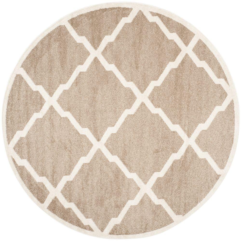 Safavieh Amherst Wheat/Beige 7 ft. x 7 ft. Indoor/Outdoor Round Area