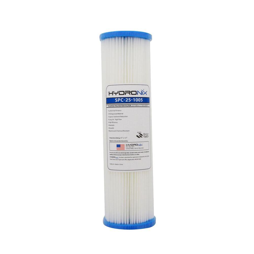 HYDRONIX SPC-25-1005 2.5 in. x 9-3/4 in. 5 Micron Polyester Pleated ...