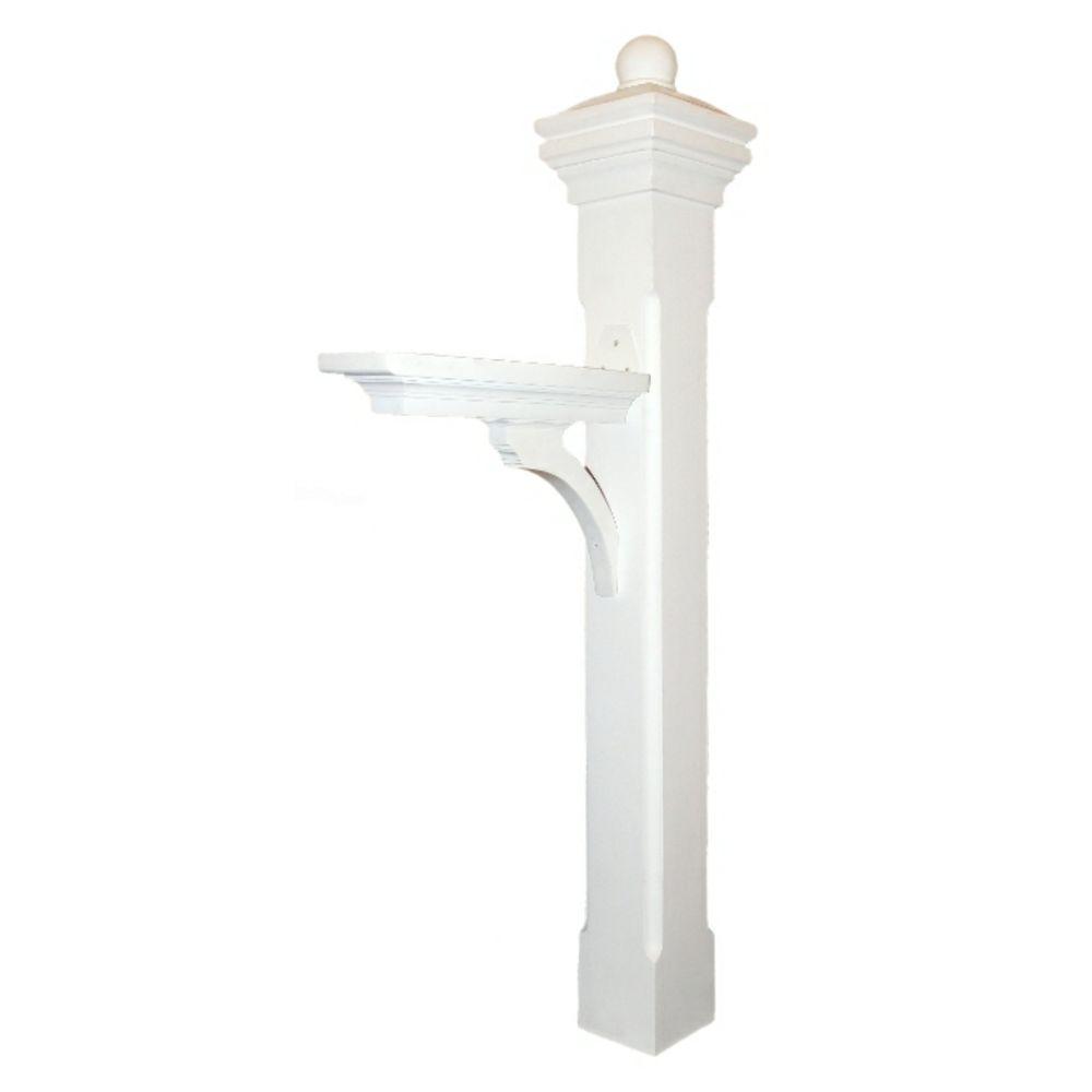 Eye Level Brace and White Smooth Orb Cap White Mailbox Post50KITWWOS