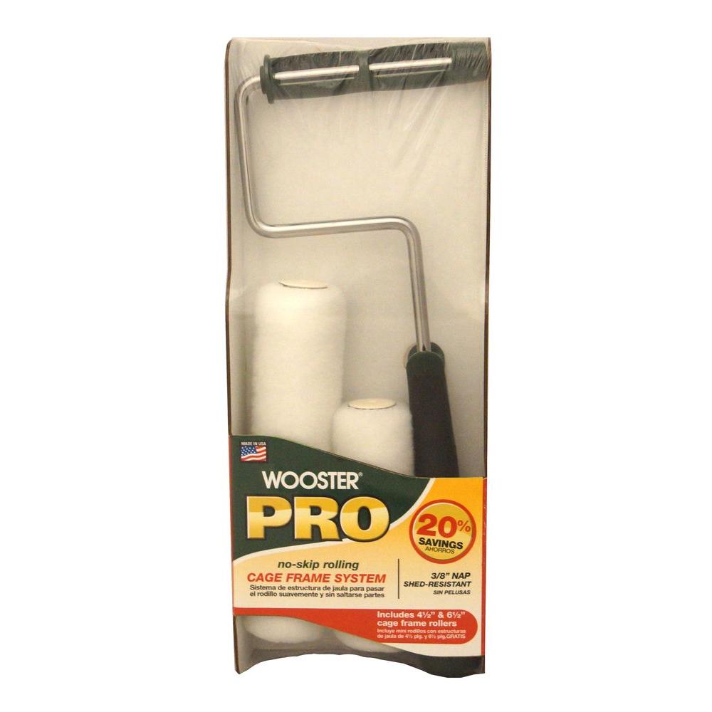 Wooster Pro 41/2 in. and 61/2 in. x 3/8 in. Mini Roller with Cage