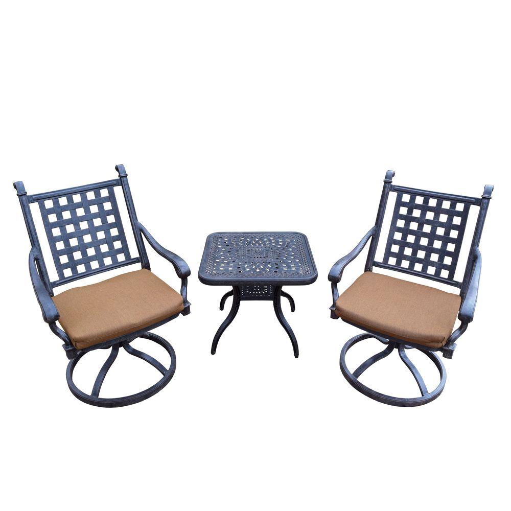 Oakland Living Cast Aluminum 3-Piece Square Patio Bistro ... Oakland Living Cast Aluminum 3-Piece Square Patio Bistro ... on Oakland Living Bistro Set id=95953