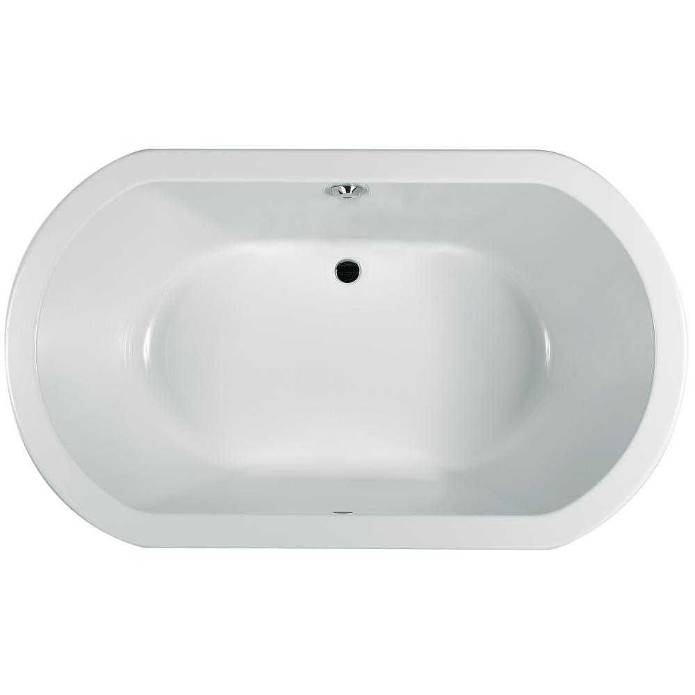 Jacuzzi Anza 60 In X 42 Acrylic Oval Drop Center Drain Soaking Bathtub White
