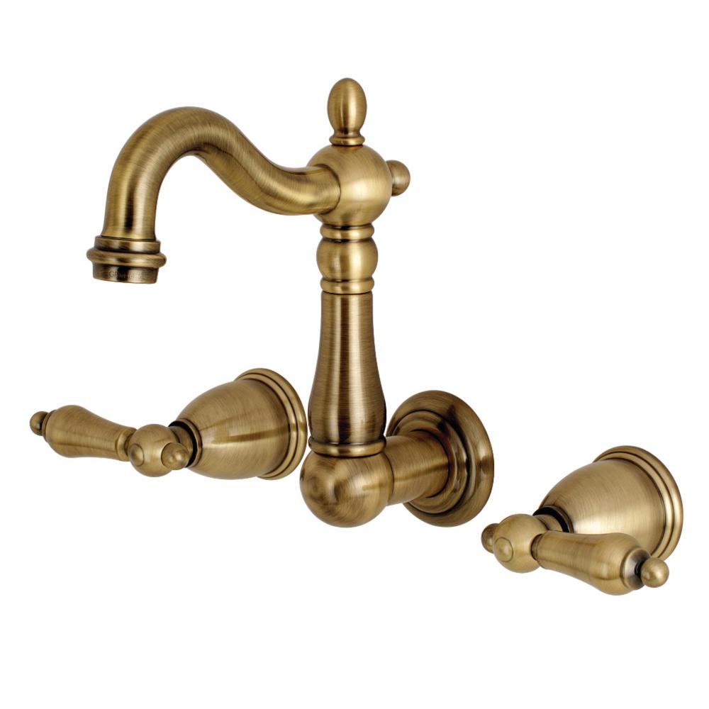 Kingston Brass Heritage 2 Handle Wall Mount Bathroom Faucet In