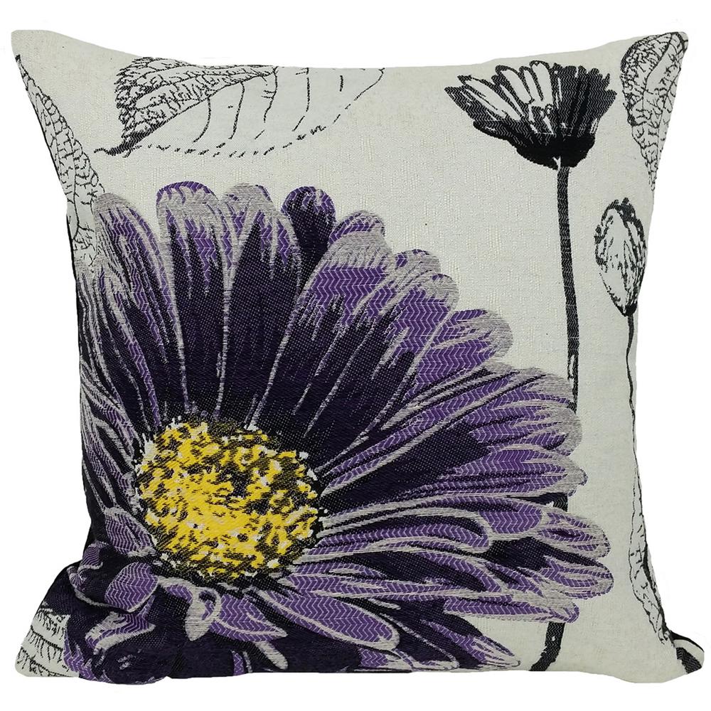 Manor Luxe 18 In X 18 In Purple Flower Embroidery Collection