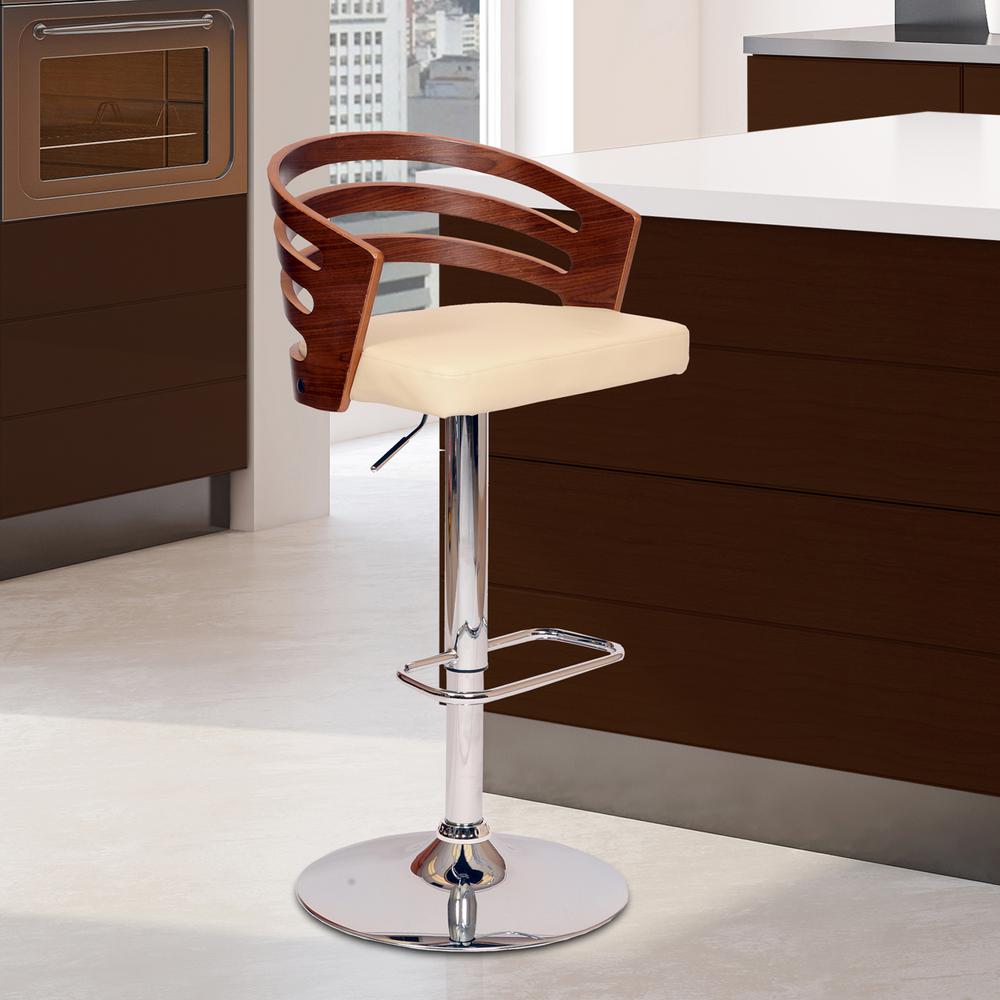 Armen Living Adele 44 In Cream Faux Leather And Chrome Finish Armen Living Adele 44 In Cream Faux Leather And Chrome Finish Swivel Barstool Lcadswbacrwa The Home Depot