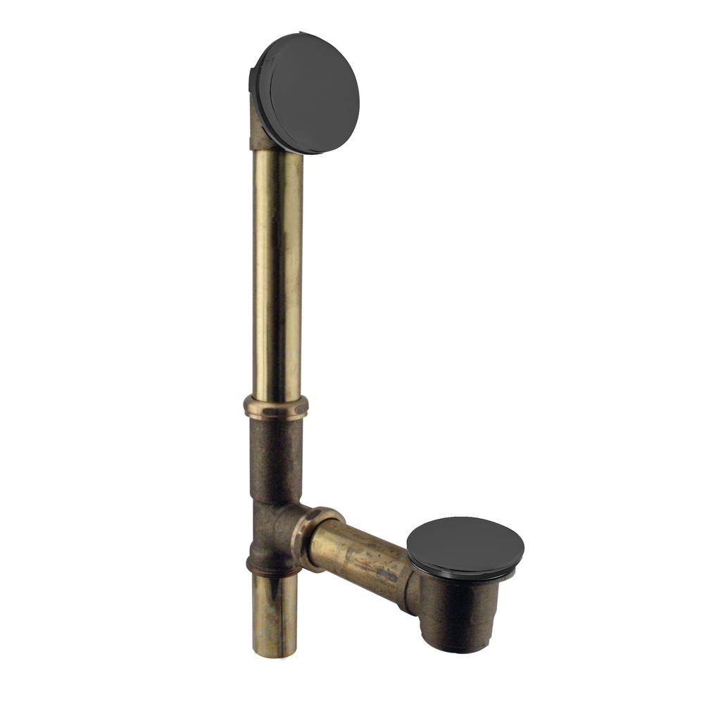 Westbrass 14 in Brass Bath Waste Drain Kit in Matte BlackD325H62