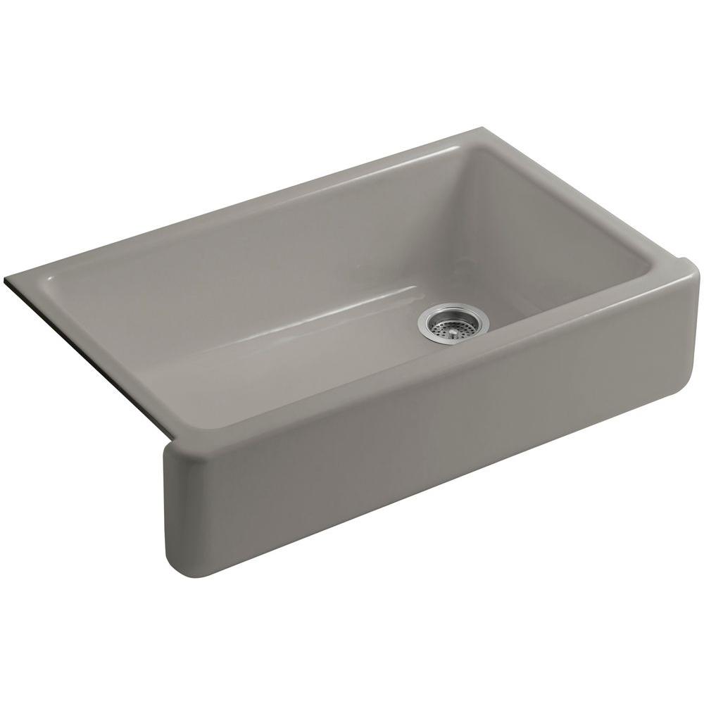 KOHLER Whitehaven Farmhouse/Apron-Front Cast Iron 36 in. Single Basin Kitchen Sink in Cashmere