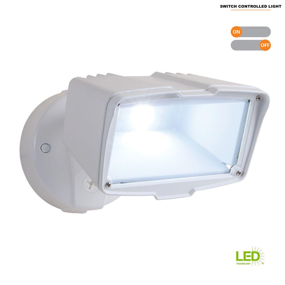 All Pro White Outdoor Integrated Led Large Single Head Security White Outdoor Integrated Led Large Single Head Security Flood Light With 1900 Lumens And 5000k Daylight