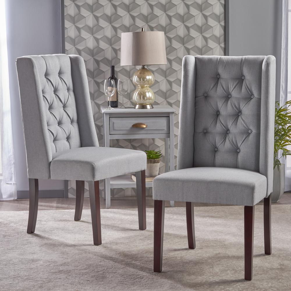 Blythe Light Grey and Brown Tufted Dining Chairs (Set of 2)-16221 - The
